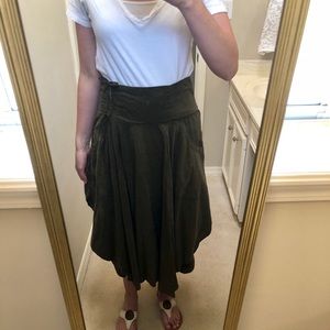 Free people olive high waisted skirt